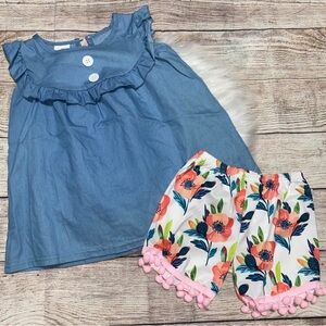 Girls Denim top Short set